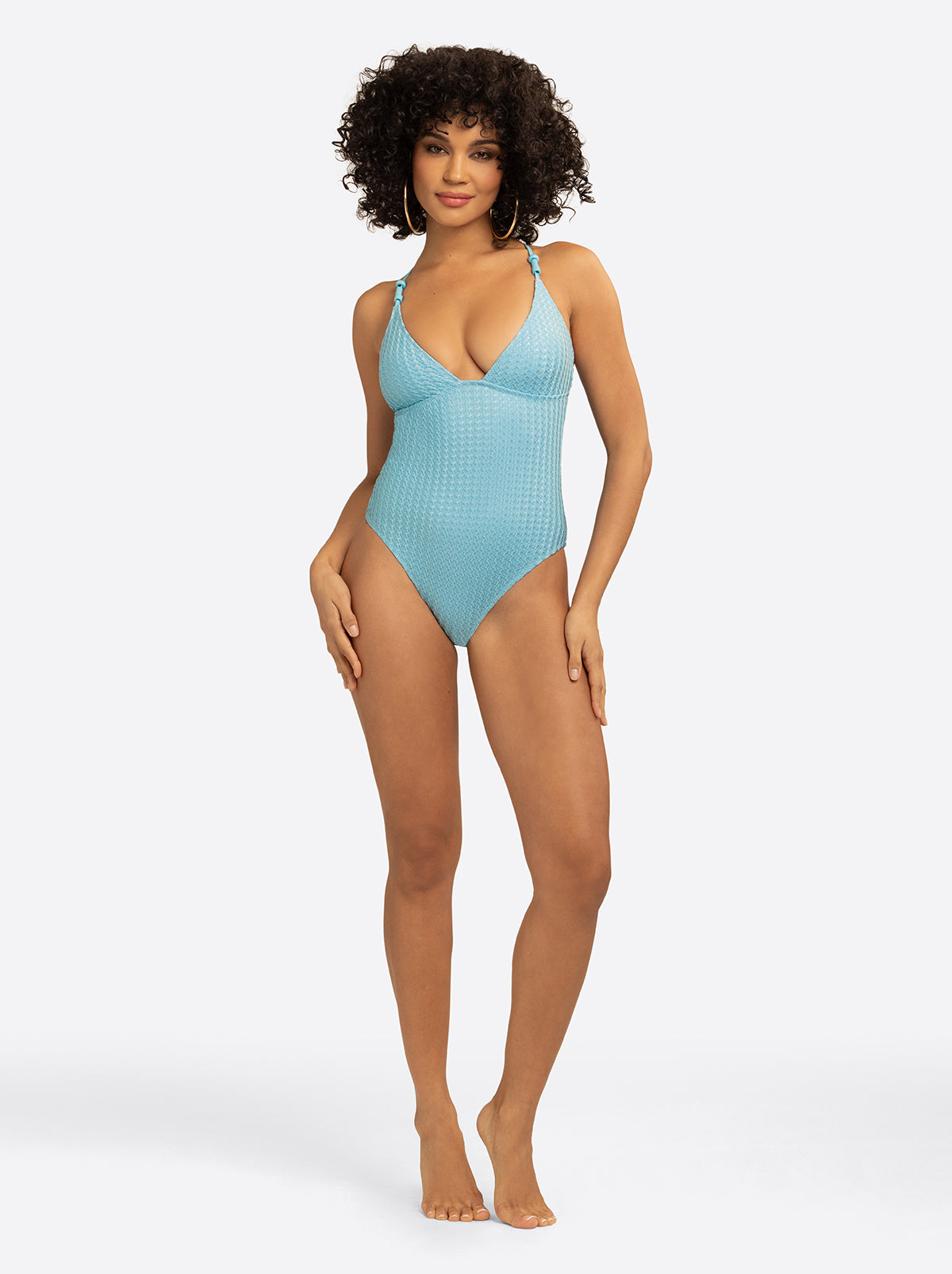 Twisted Jacquard Classic One Piece in Blue Retro – Jessica Simpson