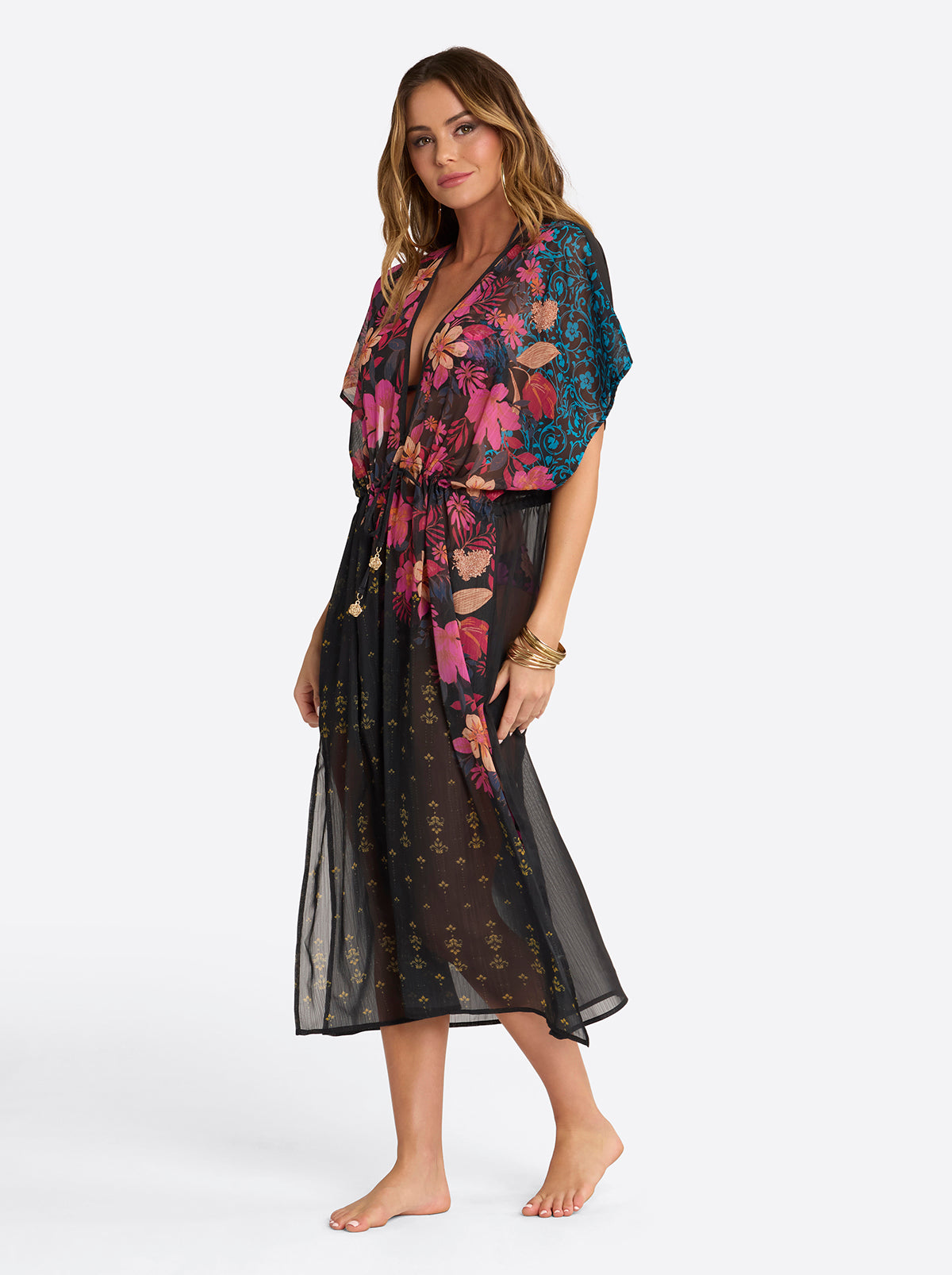 ワンピース k [JessicaxALEXIASTAM] CoverUp Long Long Dress Cover Up in Swipe Right – Jessica Simpson