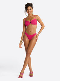 Lurex Crochet High Cut Cheeky Bottom in Berry
