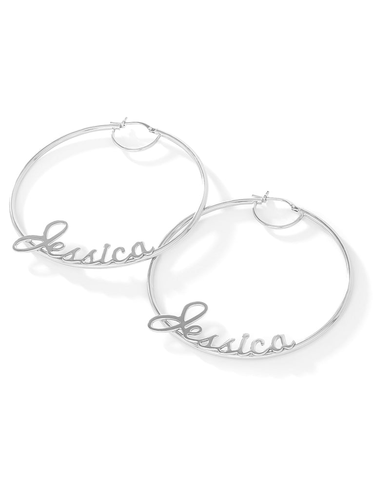 Personalized Hoop Earrings in Sterling Silver