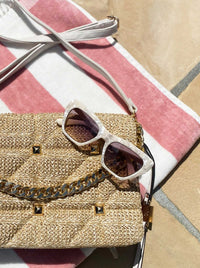 Vintage Cat Eye Sunglasses in Cream Marble