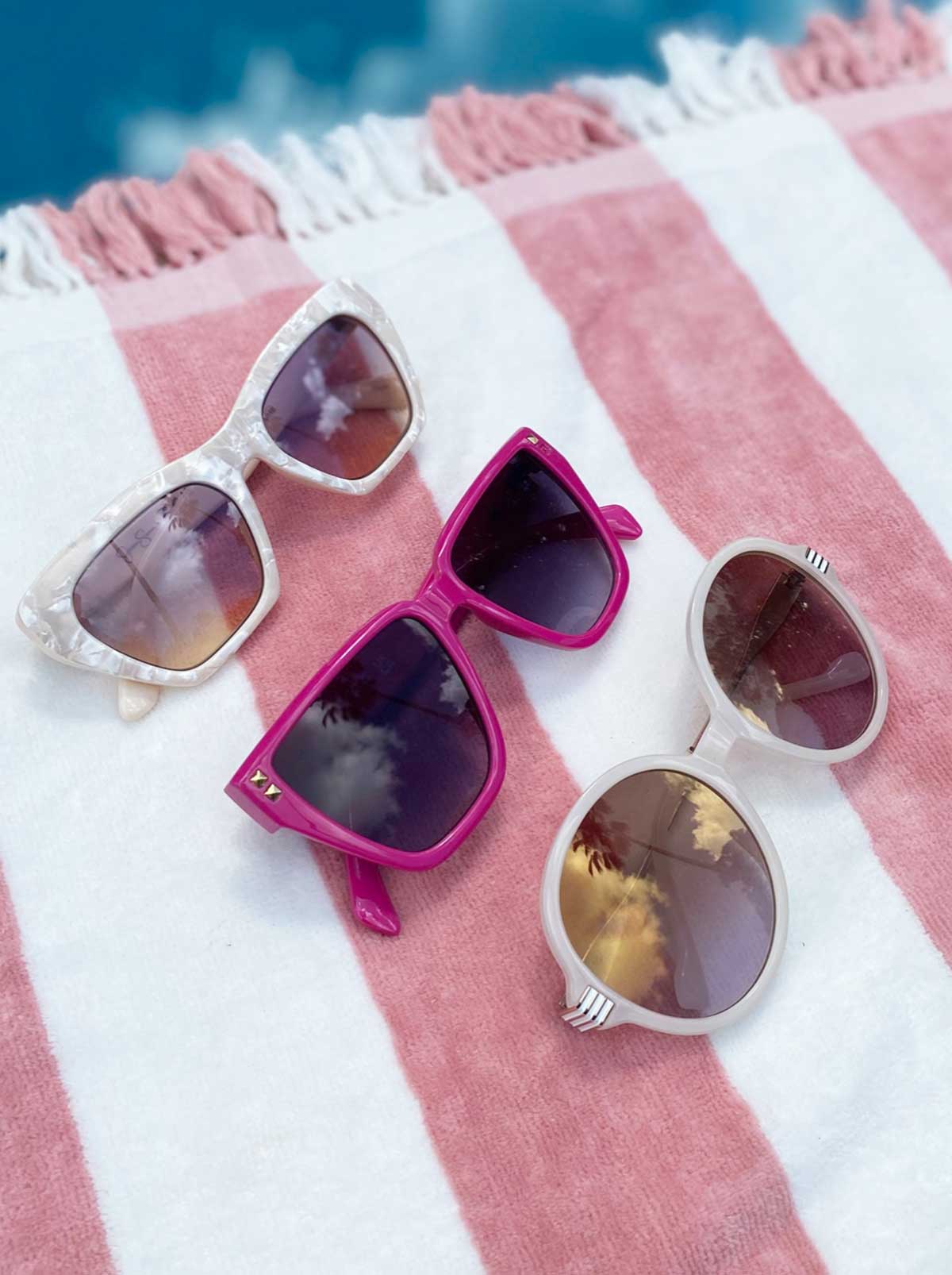 Vintage Cat Eye Sunglasses in Cream Marble