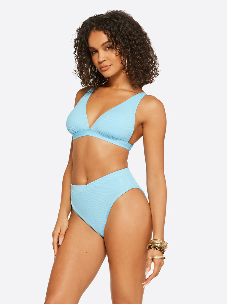 Textured Solids Full Support Triangle Bra in Sky