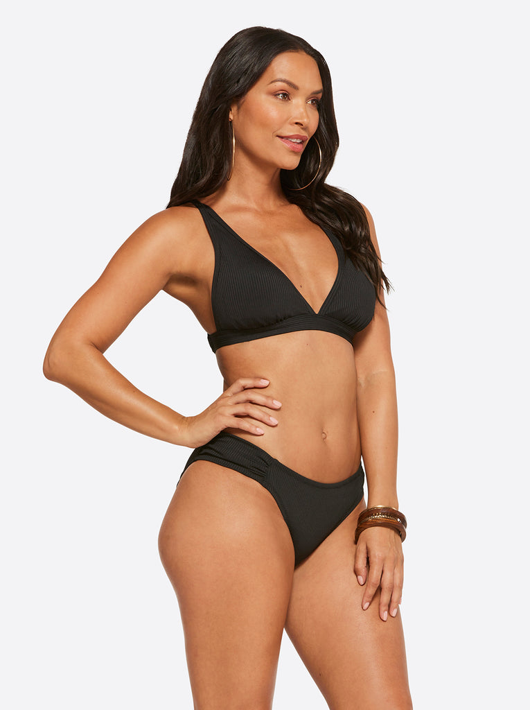 Textured Solids Full Support Triangle Bra in Black