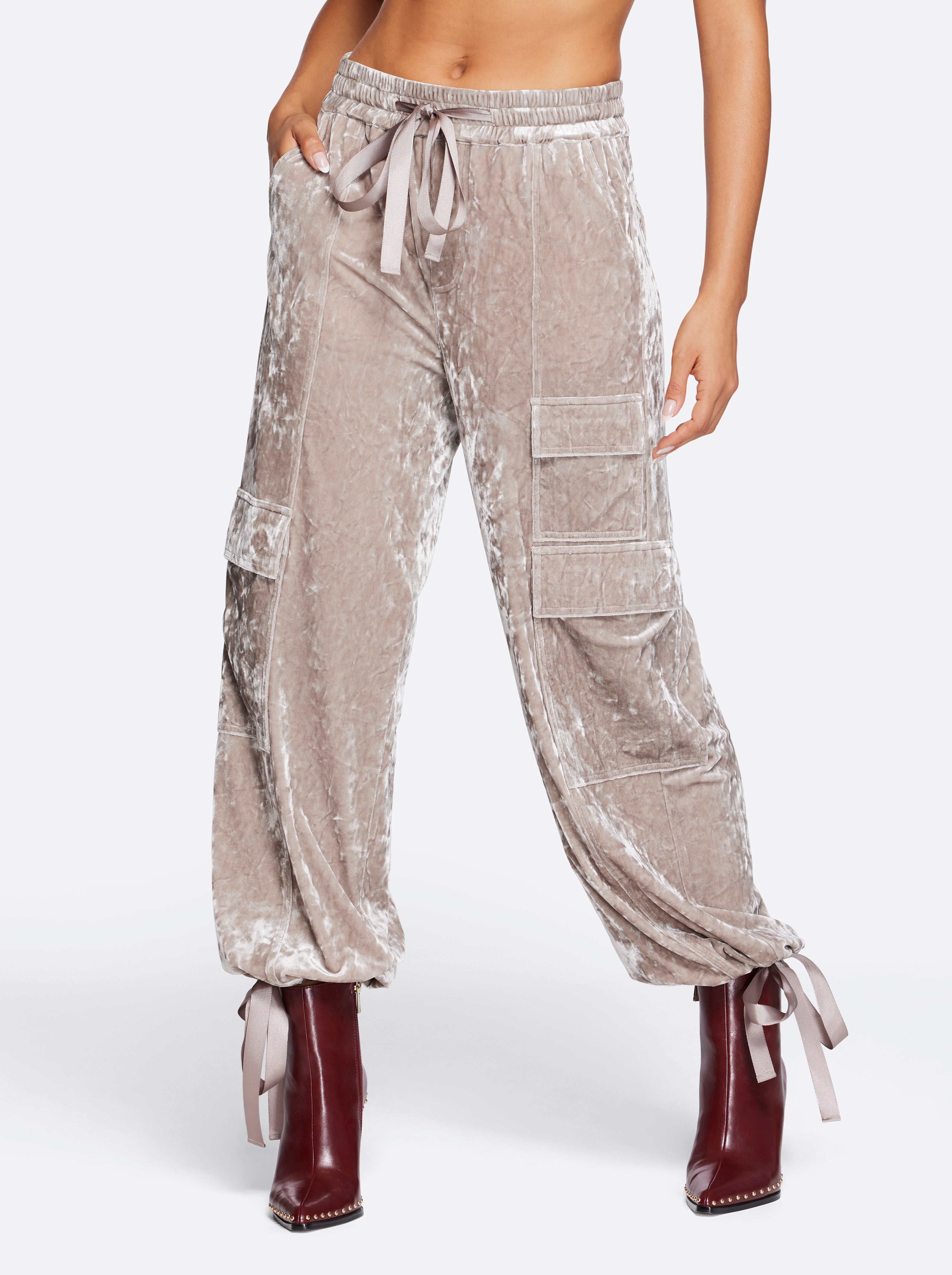 Fashion velvet cargo pants