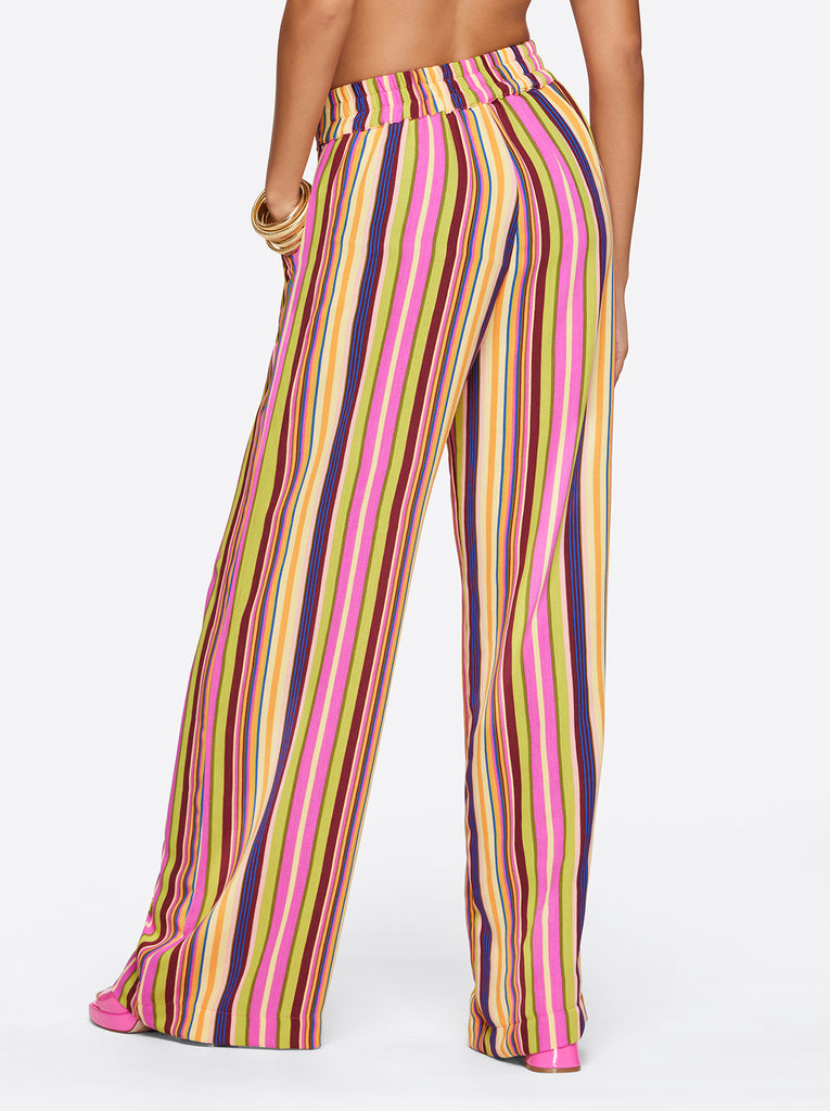 Winnie Wide Leg Pants in Rainbow Stripe