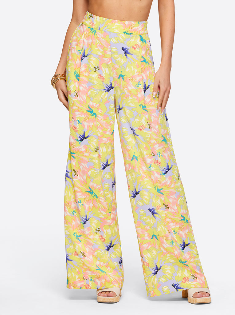 Winnie Wide Leg Pants in Candy Hibiscus