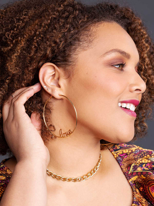 Personalized hoop earrings real gold Clearance