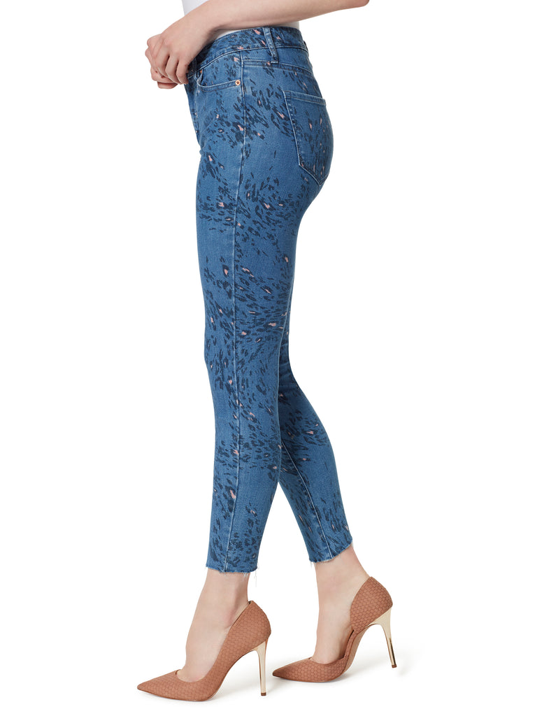 Adored High Rise Ankle Skinny Jeans in Whirling Cheetah