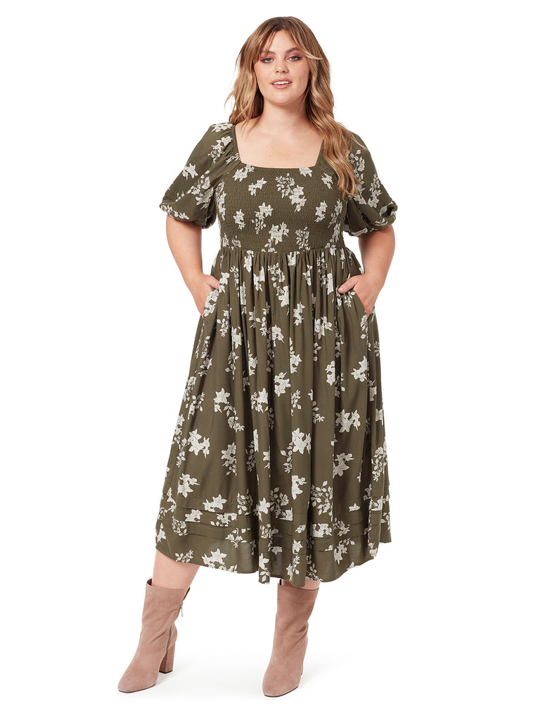 Simona Dress in Floral Fawn