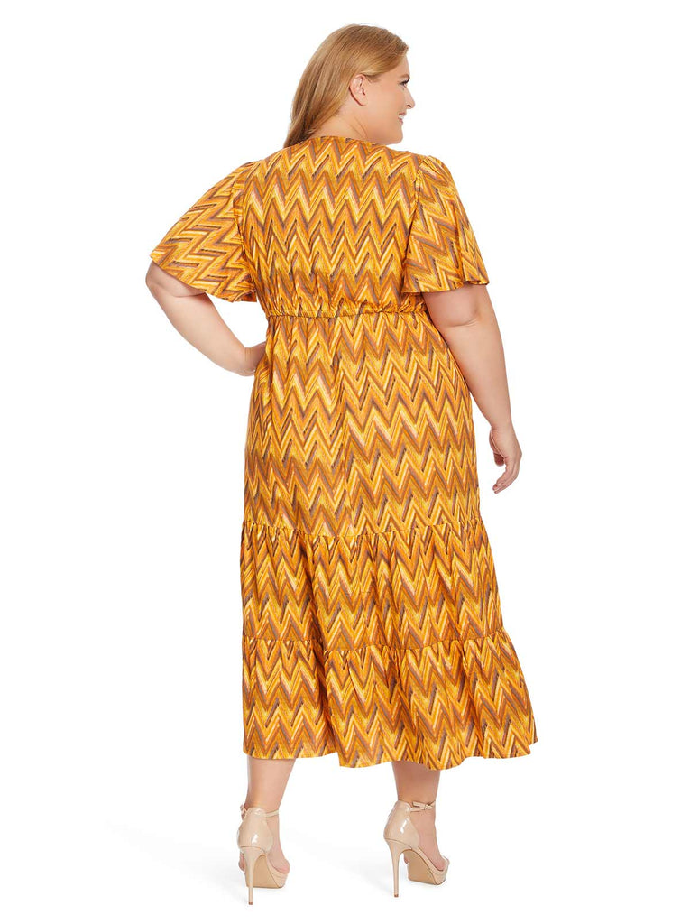 Naomi Dress in Ikat Chevron