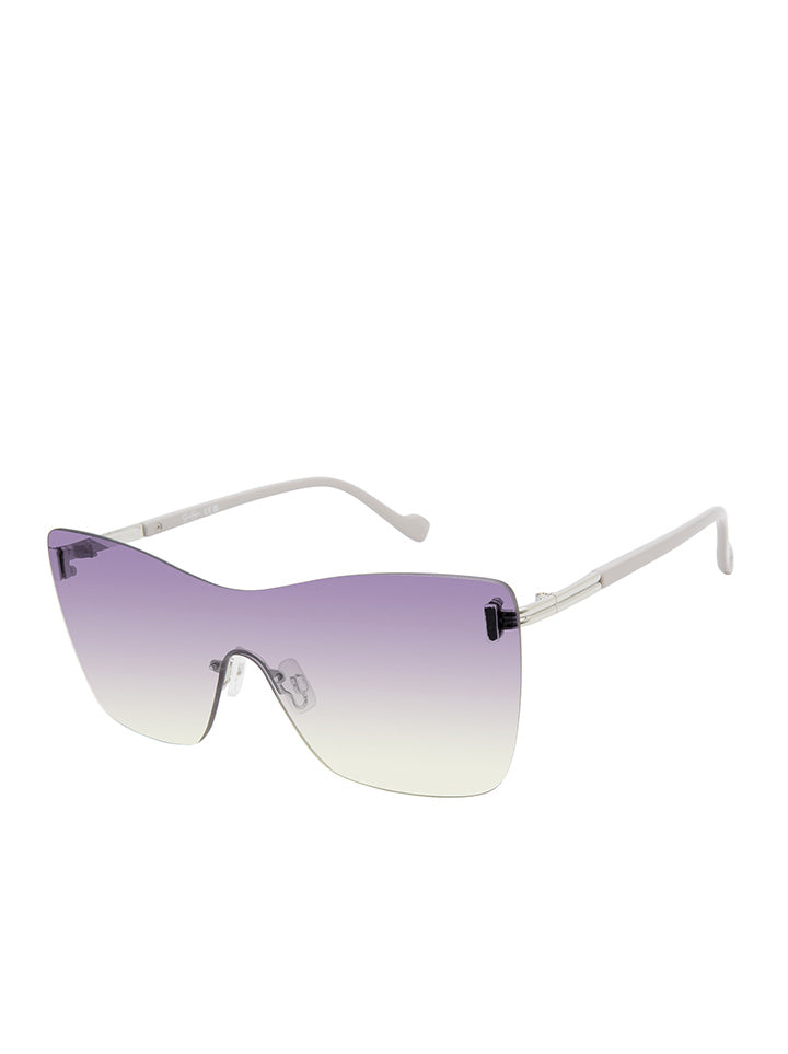 Glamorous Frameless Shield Sunglasses in Silver & Grey