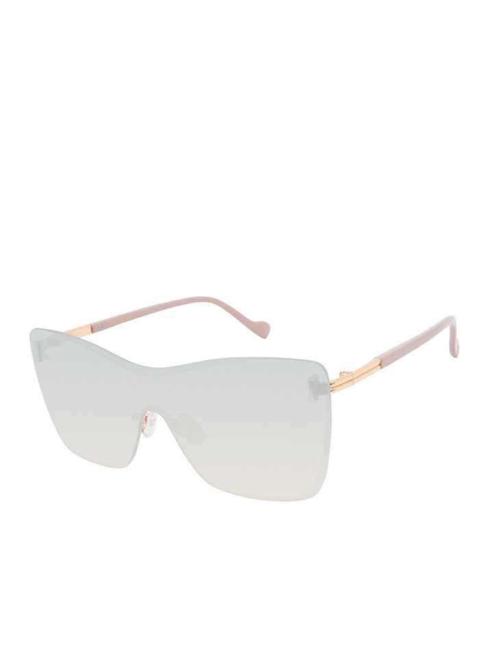 Glamorous Frameless Shield Sunglasses in Rose Gold