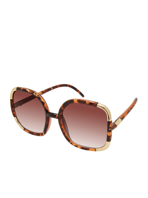 Jessica Simpson Oversized Tortoise Sunglasses with Brown Gradient Lenses Oversized Geometric Sunglasses in Tortoise & Cream – Jessica  main image 2