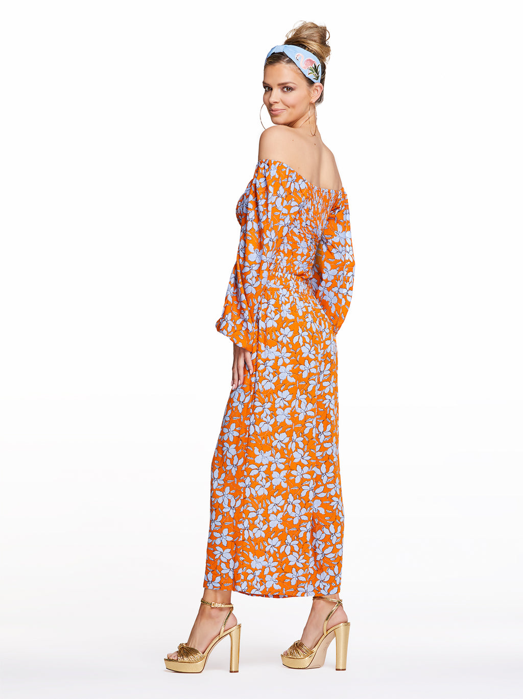 Immie Platform Sandal in Gold Snake