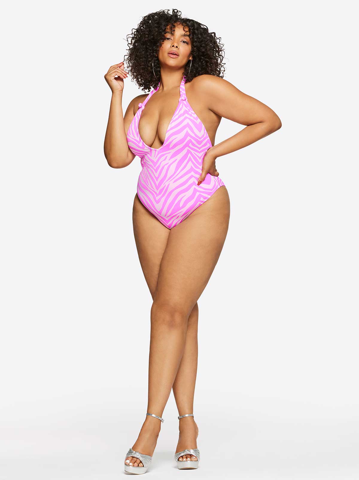 Electric Zebra Plunging One Piece in Tulip – Jessica Simpson