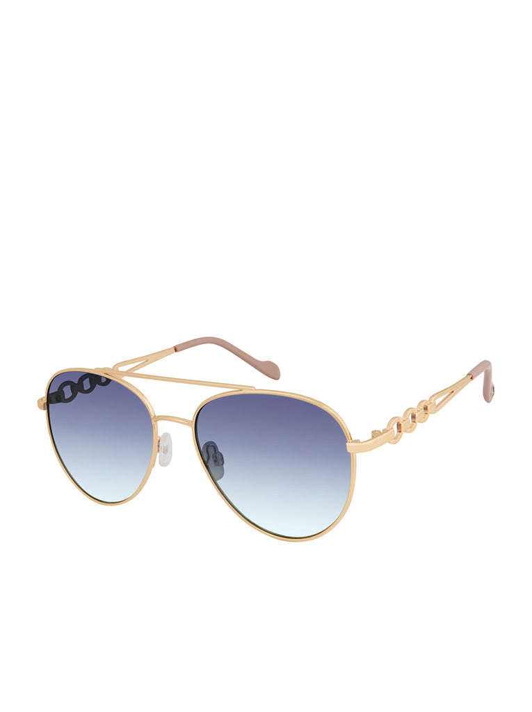 Classic Aviator with Link Detail in Gold & Nude