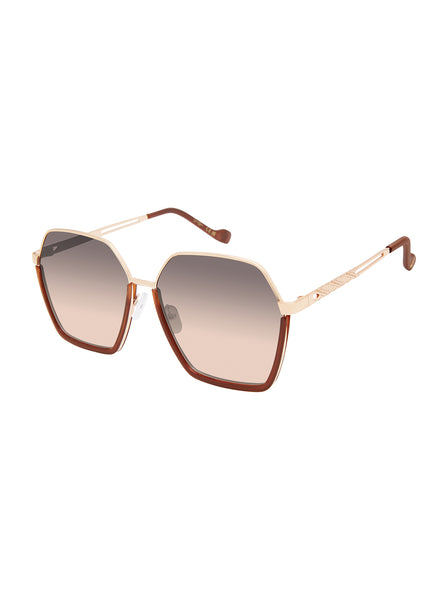 NWT WOMEN\'S SOJOS HEXAGON SUNGLASSES 1161 GOLD SOJOS Retro Hexagon Aviator Sunglasses for Women Men Trendy  main image 4
