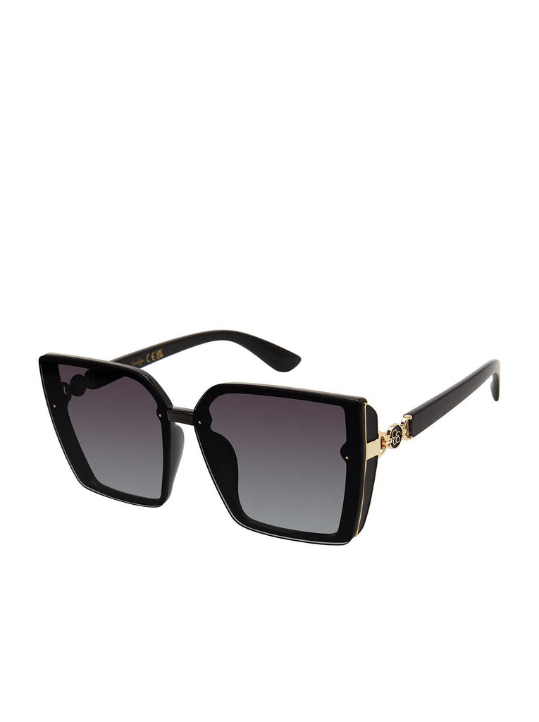 Square Side Shield Cat Eye Sunglasses in Black