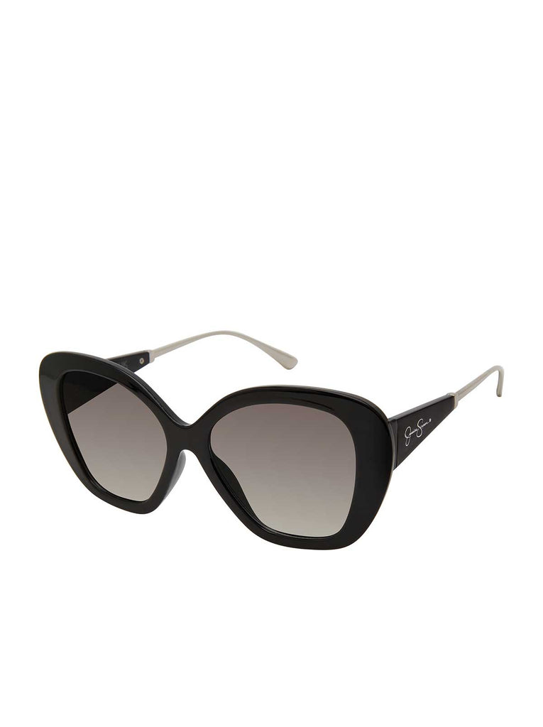 Vintage Oversized Cat Eye Metal Temple Sunglasses in Black