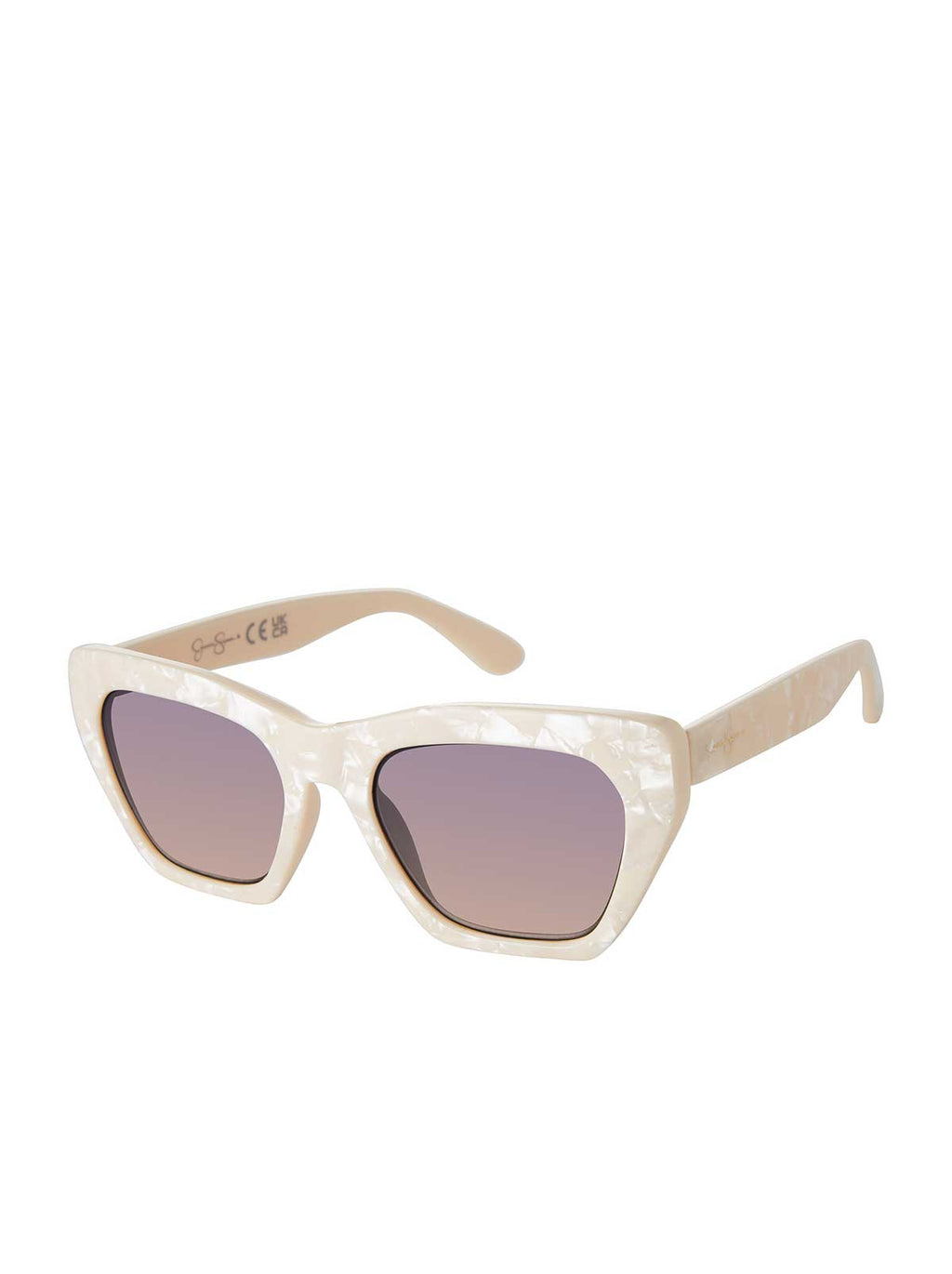 Vintage Cat Eye Sunglasses in Cream Marble