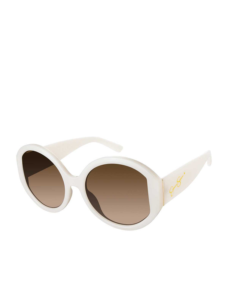 Oversized Round Sunglasses in Cream