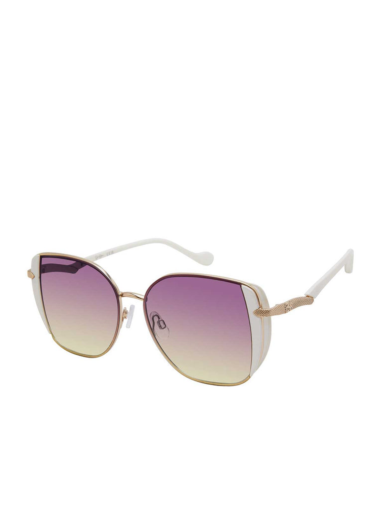Metal Shield Butterfly Sunglasses in Gold