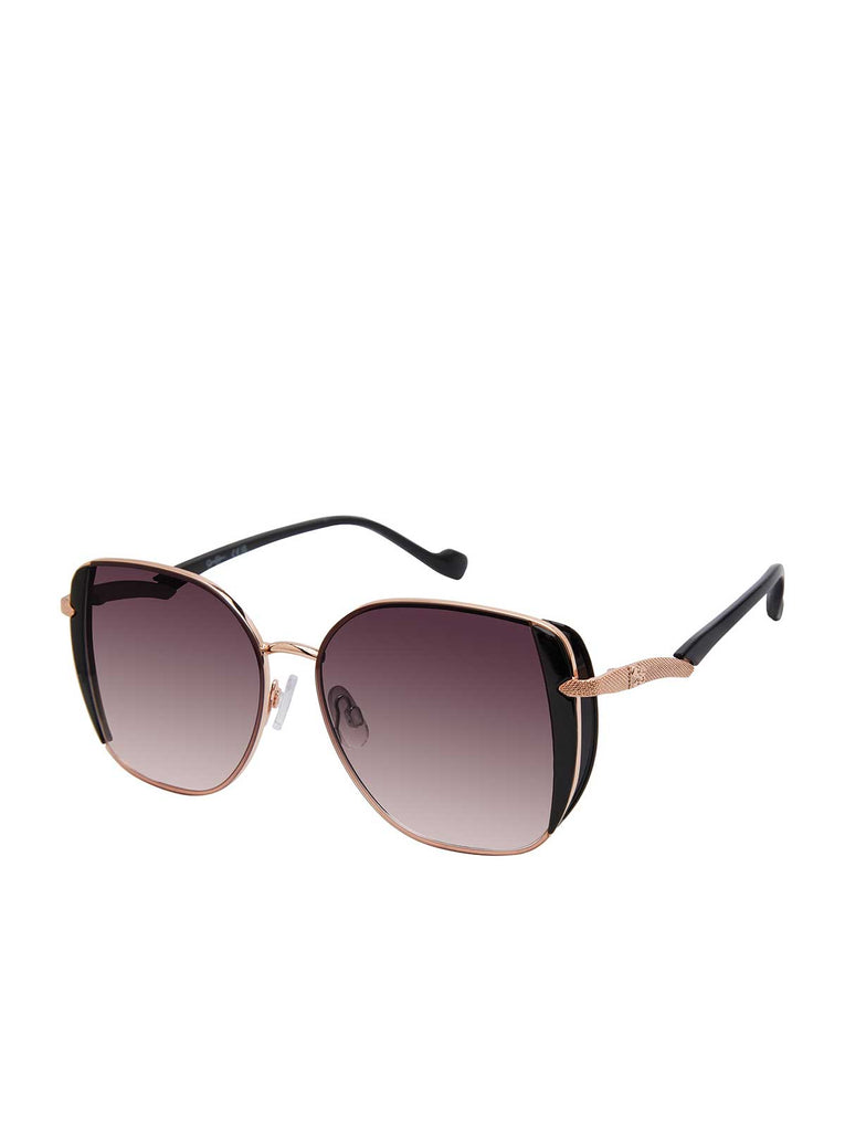 Metal Shield Butterfly Sunglasses in Rose Gold