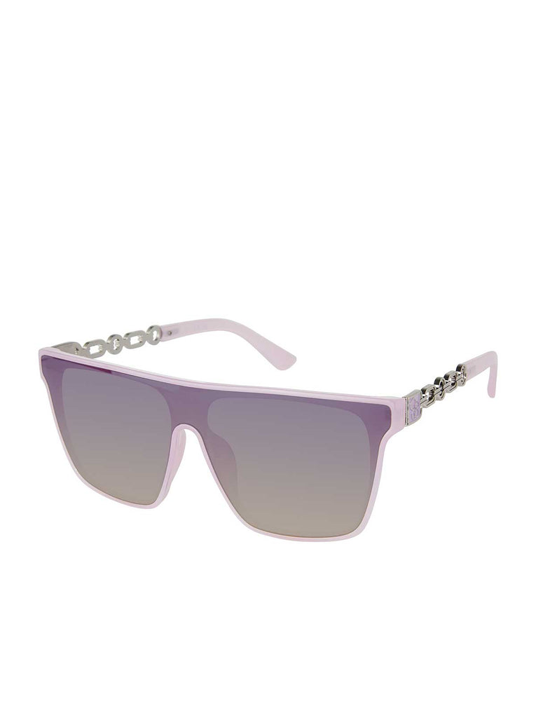 Metal Square Shield Sunglasses in Lavender