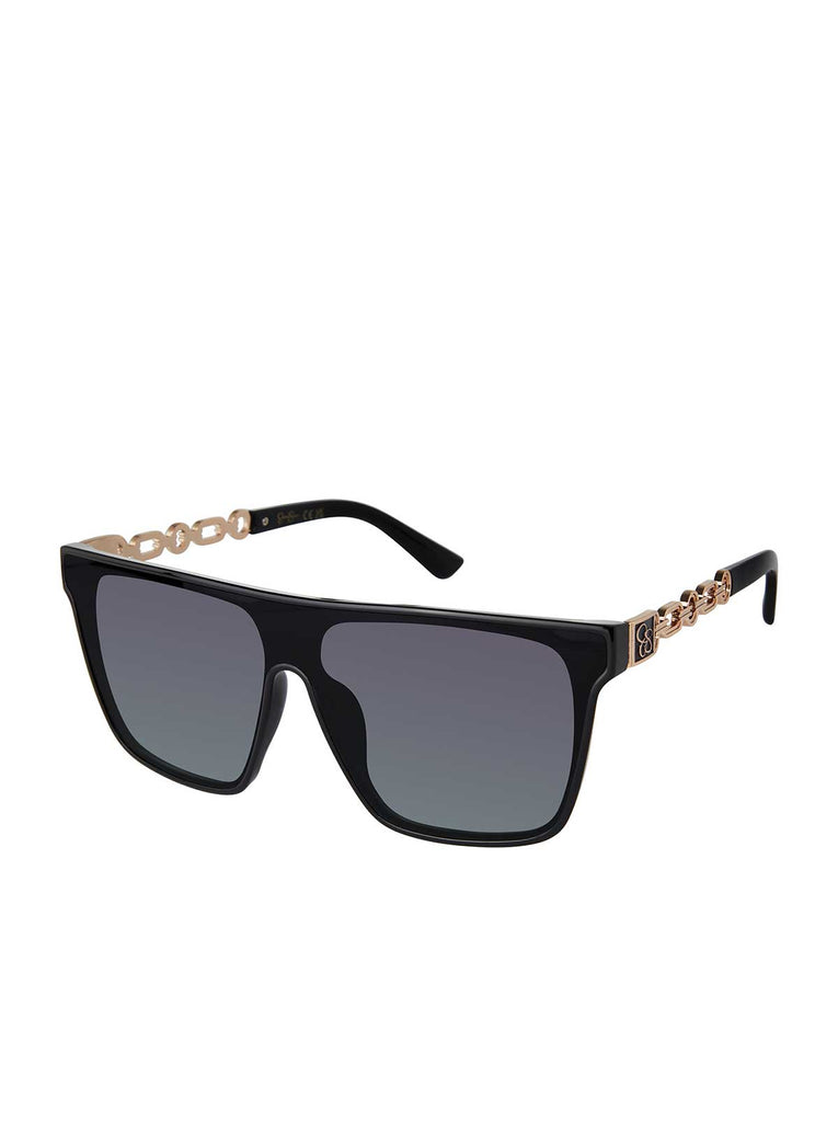Metal Square Shield Sunglasses in Black