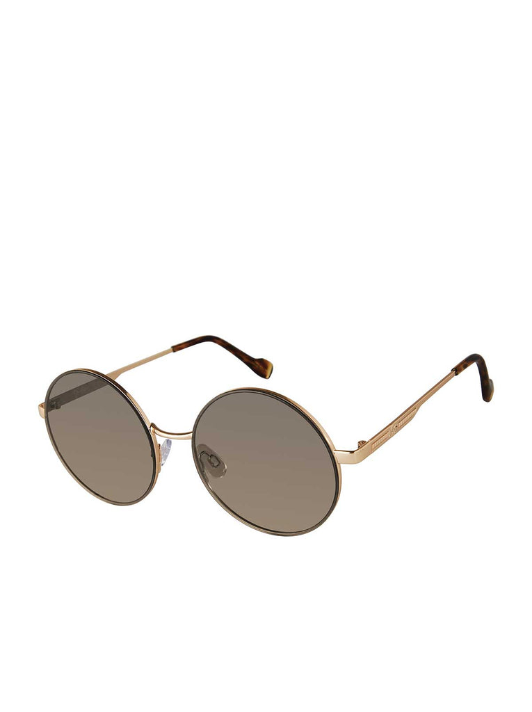 Vintage Metal Round Sunglasses in Gold & Tortoise