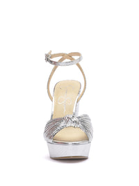 Immie Platform Sandal in Silver Snake