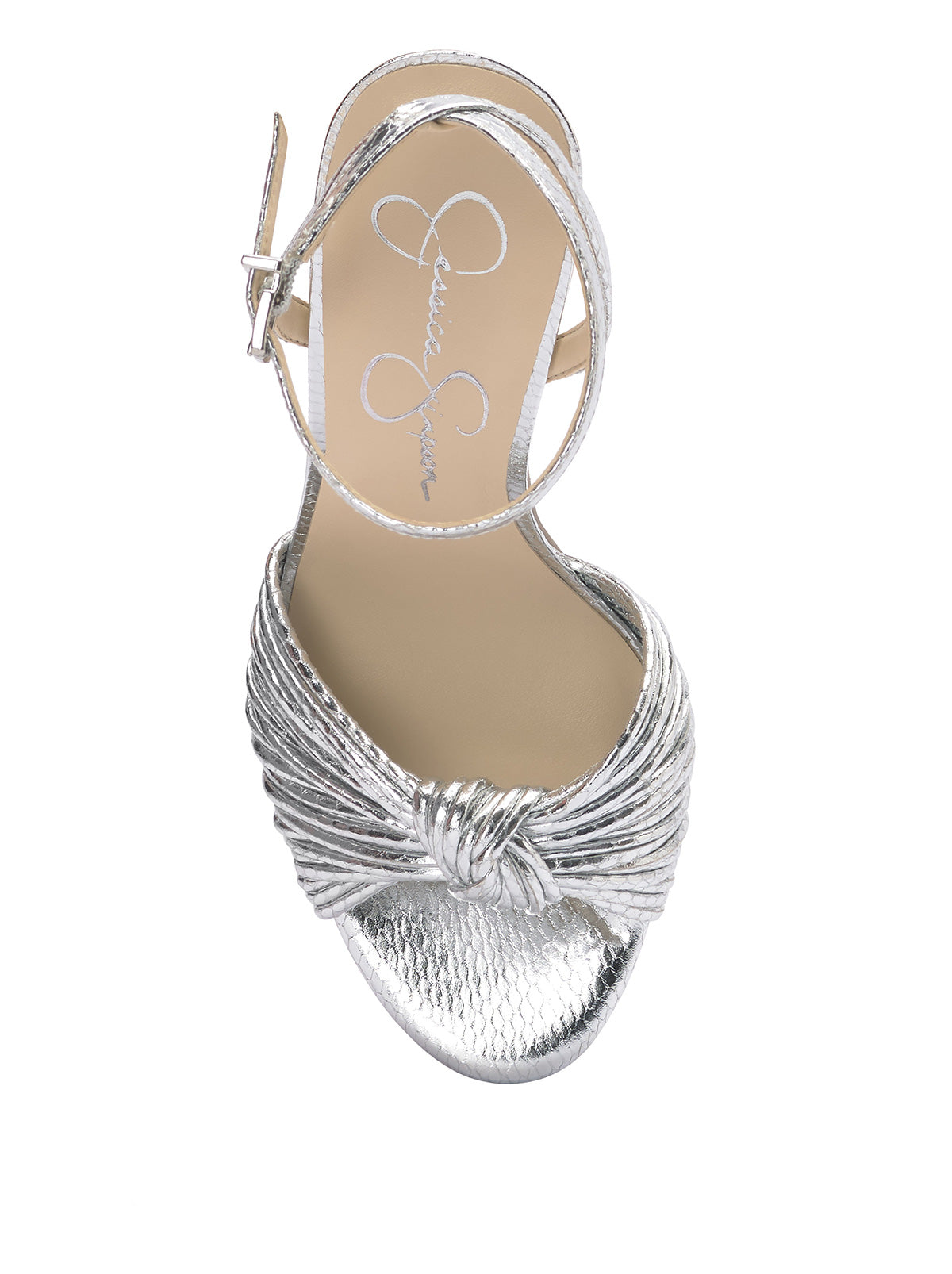 Immie Platform Sandal in Silver Snake