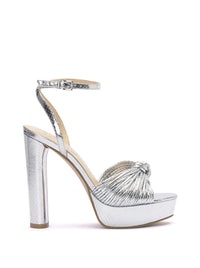 Immie Platform Sandal in Silver Snake