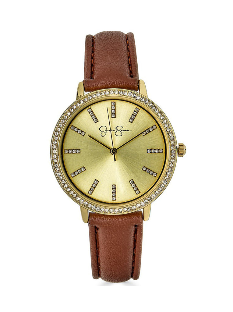 Gold Tone Crystal Strap Watch