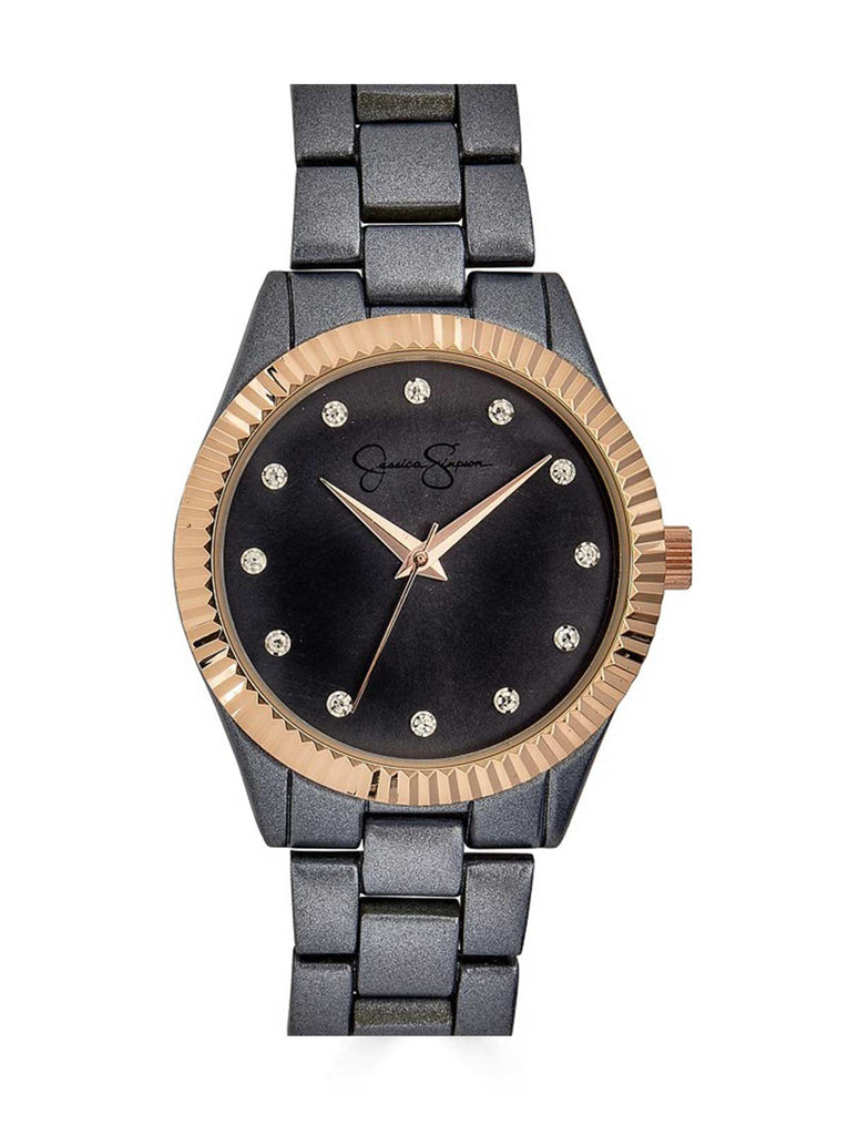 Gray & Rose Fulted Bezel Bracelet Watch