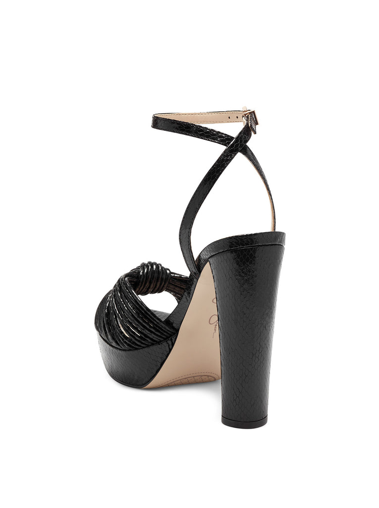 Immie Platform Sandal in Black Snake