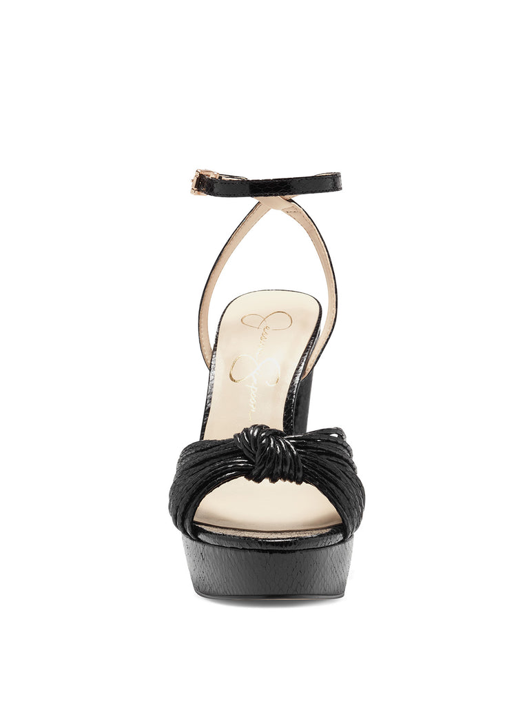 Immie Platform Sandal in Black Snake