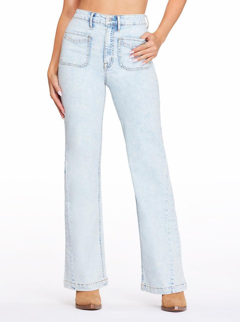 Tease High Rise Wide Leg Jeans in Rainy Day