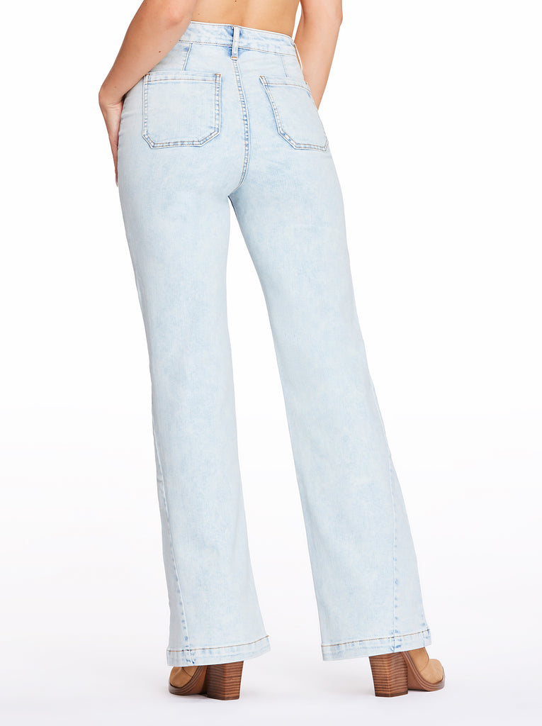 Tease High Rise Wide Leg Jeans in Rainy Day
