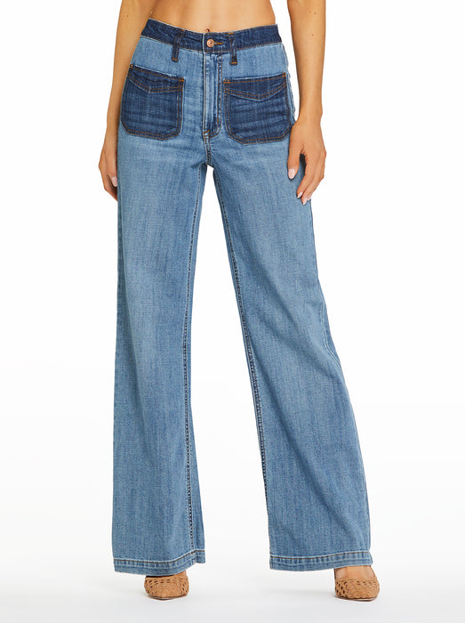 Jessica Simpson Women's Tease High Rise Wide Leg Jean - Straight Leg Trouser Jean With 33" Inseam