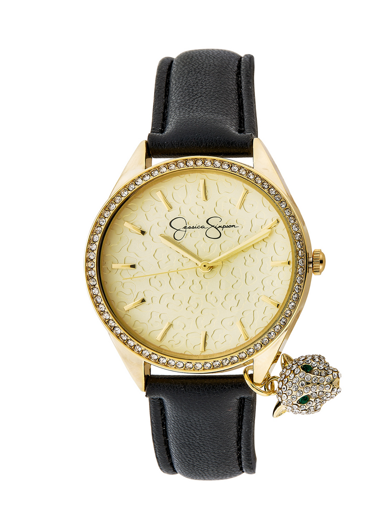 Gold Tone Dangle Panther Strap Watch