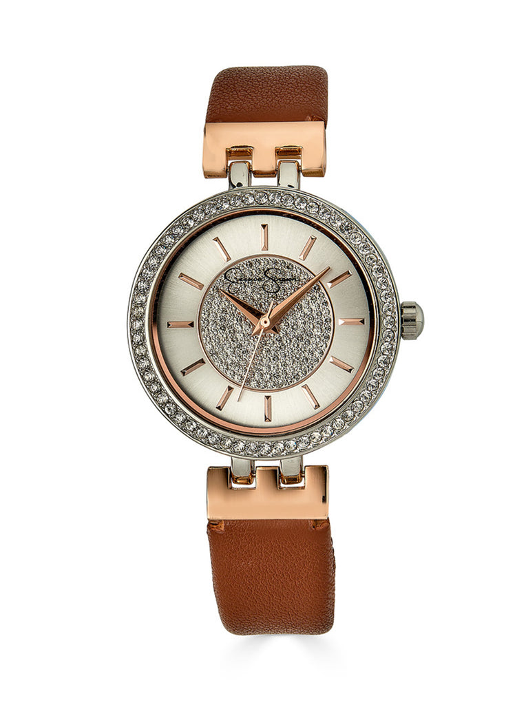 Two Tone Rose Pave Crystal Watch