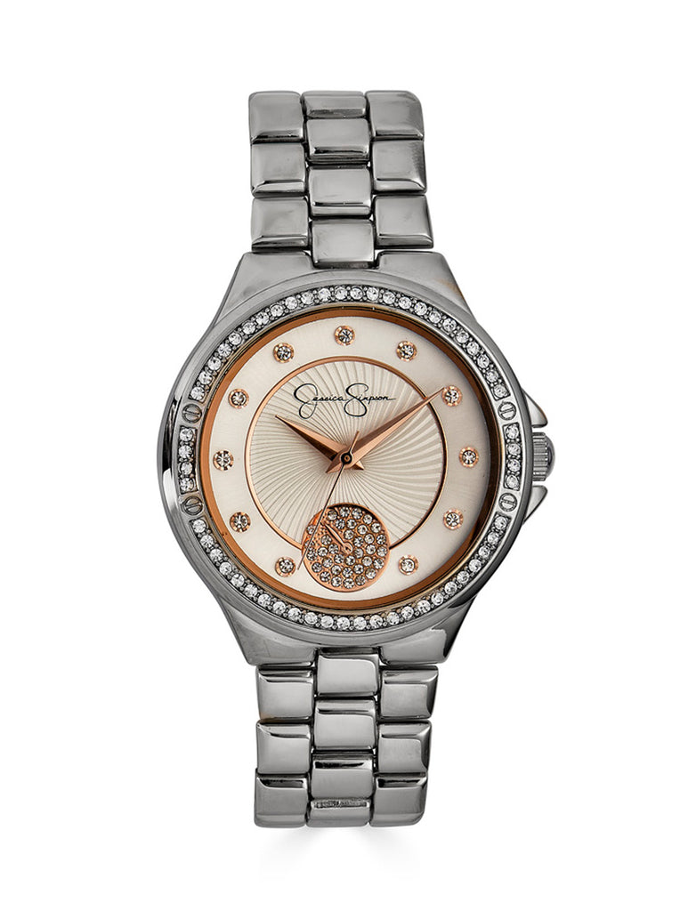 Silver Tone Crystal Watch