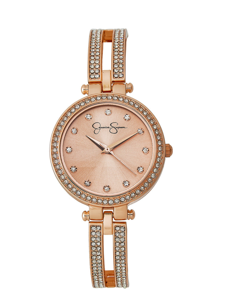 Rose Gold Tone Crystal Double Arm Bangle Watch