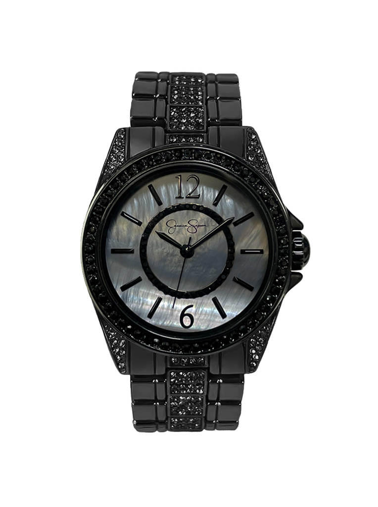 Gunmetal Black Crystal Bracelet Watch