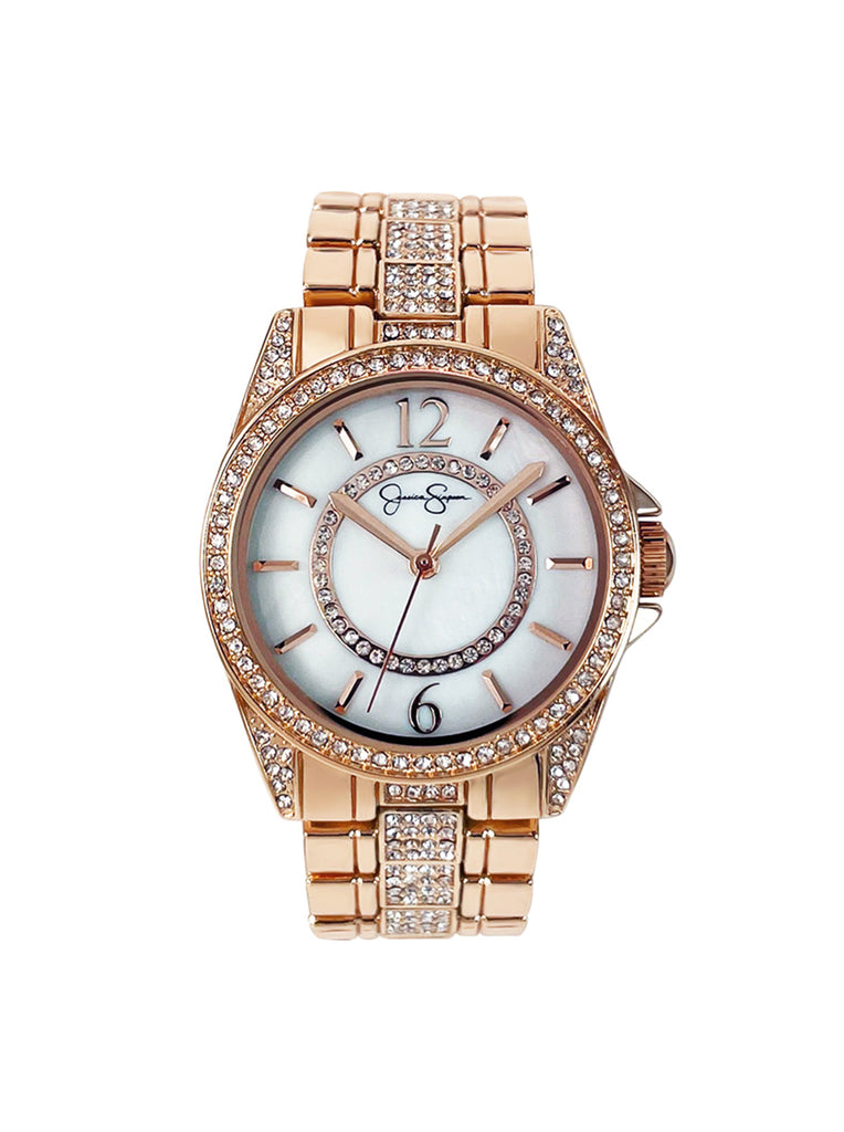 Rose Tone Crystal Bracelet Watch